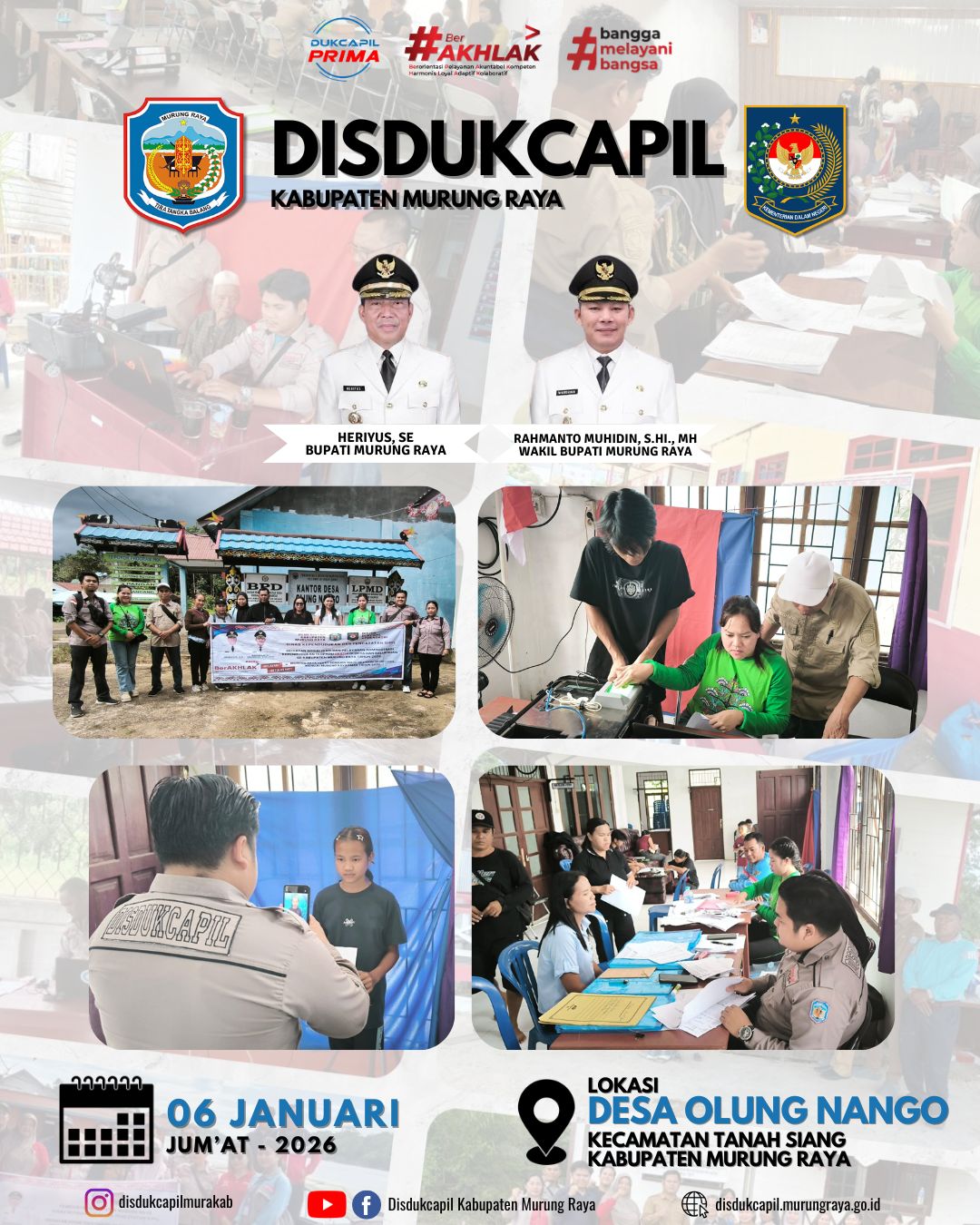 Jemput bola pelayanan sekaligus sosialisasi terkait administrasi kependudukan di wilayah Murung Raya