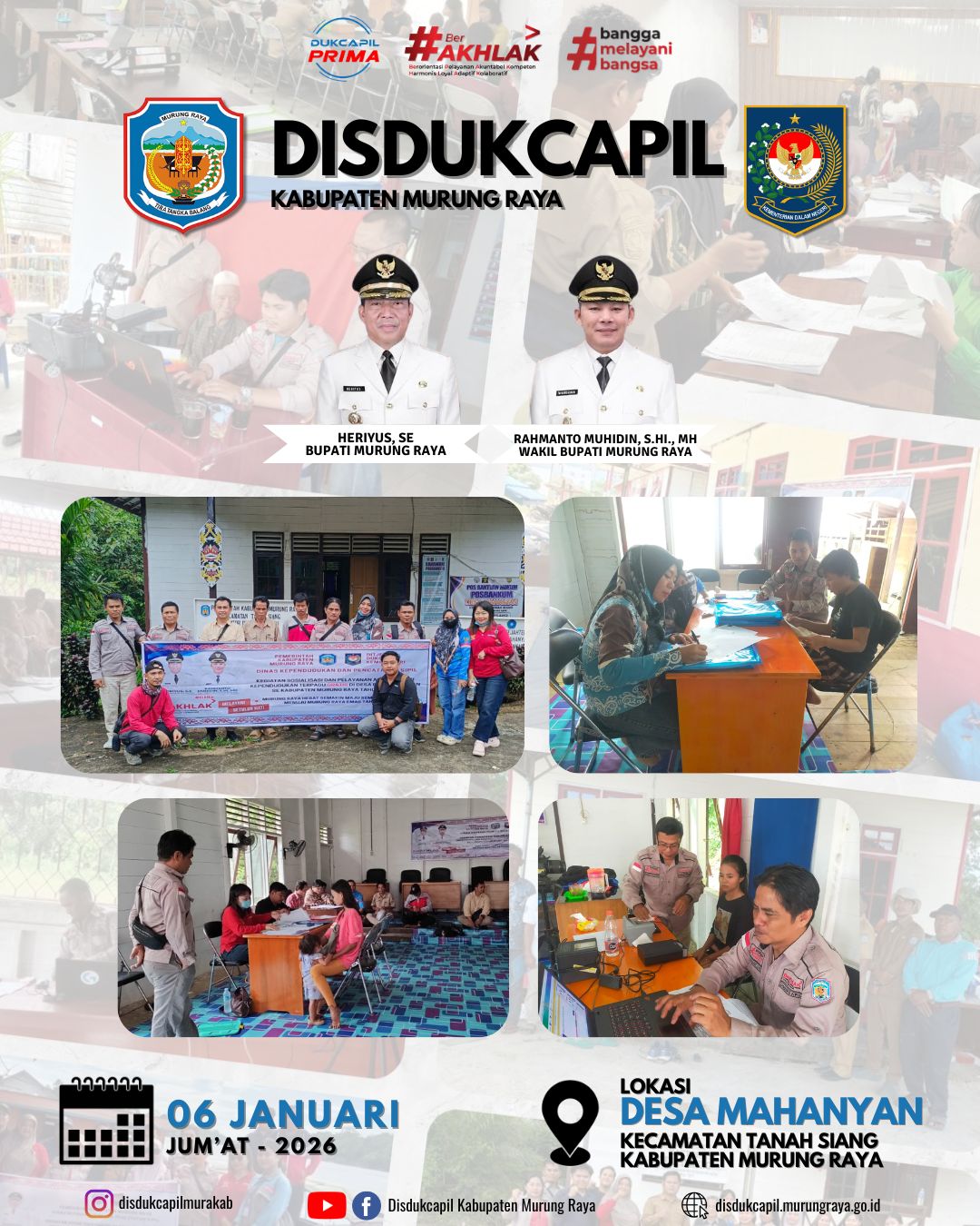 Jemput bola pelayanan sekaligus sosialisasi terkait administrasi kependudukan di wilayah Murung Raya